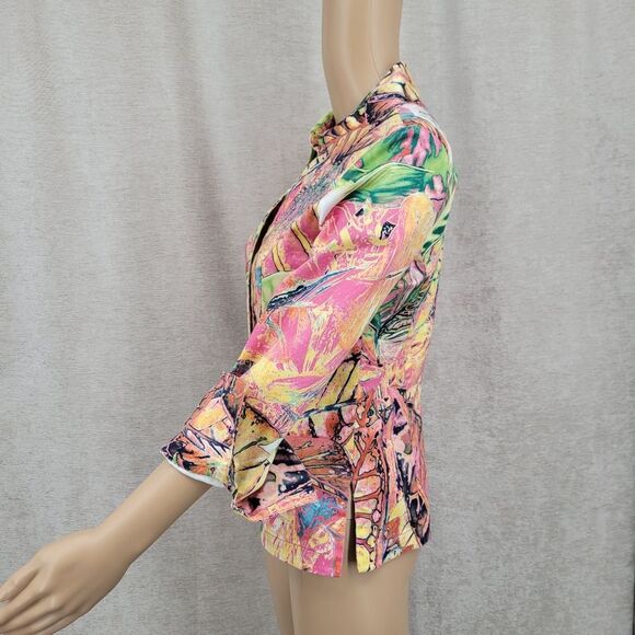 Yansi Fugel Colorful Women's Tropical Print Top or Lightweight Jacket Y2K - Picture 4 of 11